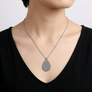 Stainless steel jewelry droplet shaped pendant necklace - KN302211-KGC