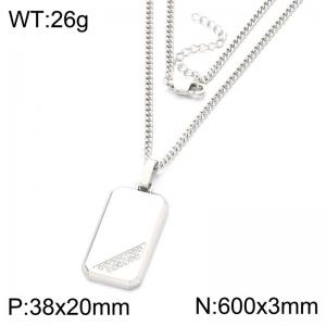 Fashion Jewelry Stainless Steel Chain Necklace with Square Pendant - KN302394-KFC