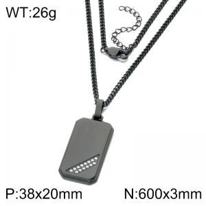 Fashion Jewelry Stainless Steel Chain Necklace with Square Pendant - KN302396-KFC