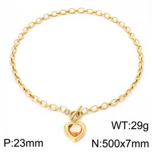 Stainless Steel Stone Necklace - KN302631-Z