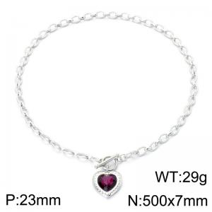 Stainless Steel Stone Necklace - KN302640-Z