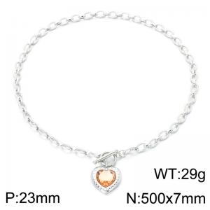 Stainless Steel Stone Necklace - KN302642-Z