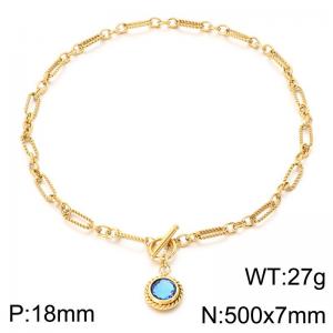 Stainless Steel Stone Necklace - KN302643-Z