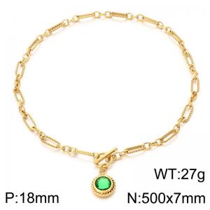 Stainless Steel Stone Necklace - KN302644-Z