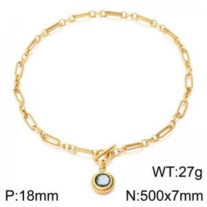 Stainless Steel Stone Necklace - KN302645-Z
