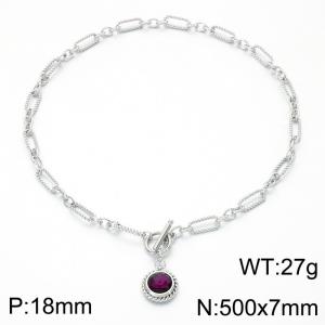 Stainless Steel Stone Necklace - KN302650-Z