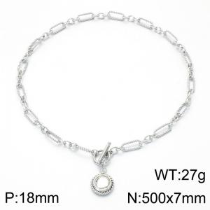 Stainless Steel Stone Necklace - KN302651-Z