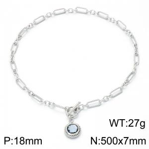 Stainless Steel Stone Necklace - KN302652-Z