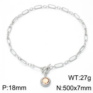 Stainless Steel Stone Necklace - KN302653-Z