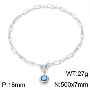 Stainless Steel Stone Necklace - KN302654-Z