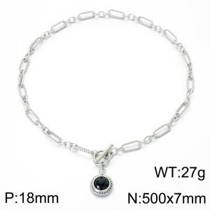 Stainless Steel Stone Necklace - KN302655-Z