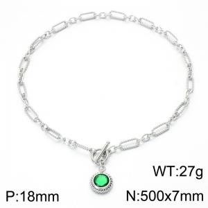 Stainless Steel Stone Necklace - KN302656-Z