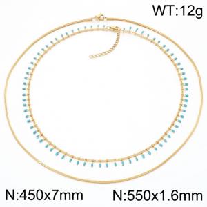 SS Gold-Plating Necklace - KN302696-Z