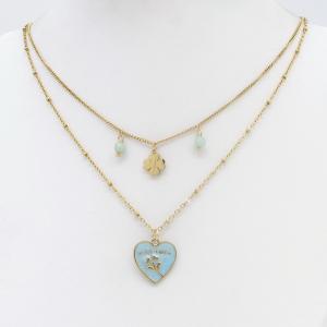 SS Gold-Plating Necklace - KN302835-HM