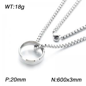A fashionable jewelry stainless steel chain with a round ring pendant necklace - KN302951-K