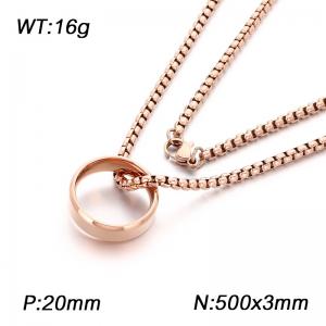 A fashionable jewelry stainless steel chain with a round ring pendant necklace - KN302953-K