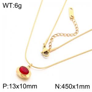 Stainless Steel Stone Necklace - KN303295-HR