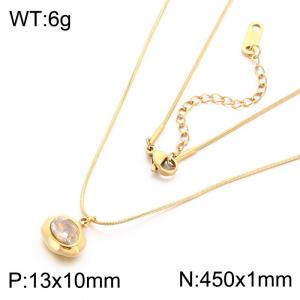 Stainless Steel Stone Necklace - KN303296-HR