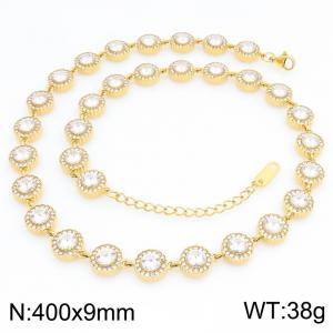Stainless Steel Stone Necklace - KN303306-KL