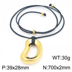 Woven rope with stainless steel gold accessories, personalized necklace - KN303362-GC