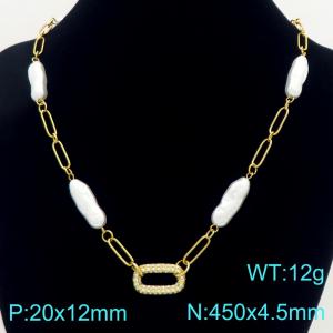 SS Gold-Plating Necklace - KN303365-SP