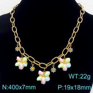 SS Gold-Plating Necklace - KN303367-SP