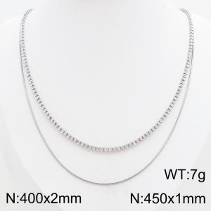 Stainless Steel Stone Necklace - KN303379-HR