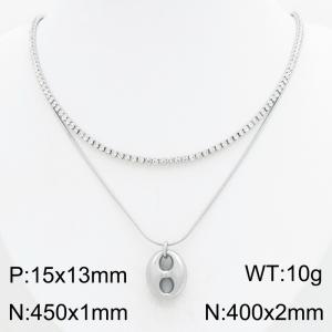 Stainless Steel Stone Necklace - KN303390-HR