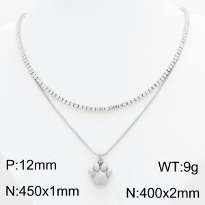 Stainless Steel Stone Necklace - KN303391-HR