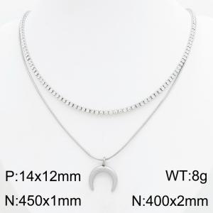 Stainless Steel Stone Necklace - KN303392-HR