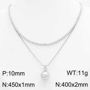 Stainless Steel Stone Necklace - KN303397-HR