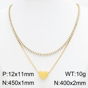 Stainless Steel Stone Necklace - KN303404-HR