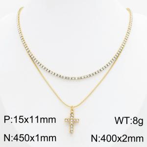 Stainless Steel Stone Necklace - KN303410-HR
