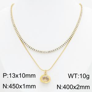 Stainless Steel Stone Necklace - KN303412-HR