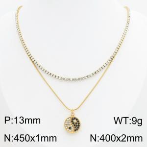 Stainless Steel Stone Necklace - KN303415-HR