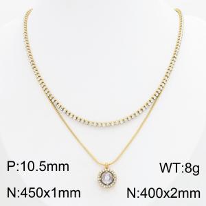 Stainless Steel Stone Necklace - KN303417-HR