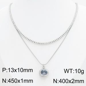 Stainless Steel Stone Necklace - KN303428-HR