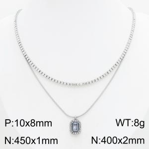 Stainless Steel Stone Necklace - KN303432-HR