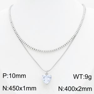 Stainless Steel Stone Necklace - KN303435-HR