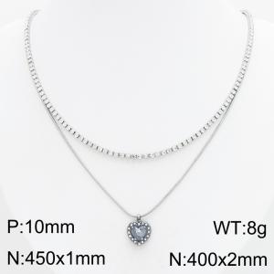 Stainless Steel Stone Necklace - KN303440-HR