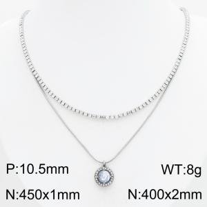 Stainless Steel Stone Necklace - KN303442-HR