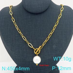 SS Gold-Plating Necklace - KN303452-Z