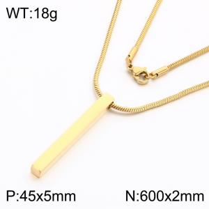 Fashion jewelry stainless steel rectangular pendant with stainless steel chain necklace - KN303461-K