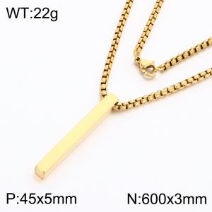 Fashion jewelry stainless steel rectangular pendant with stainless steel chain necklace - KN303462-K