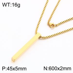 Fashion jewelry stainless steel rectangular pendant with stainless steel chain necklace - KN303465-K