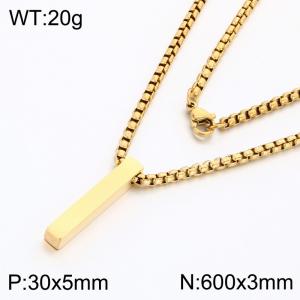 Fashion jewelry stainless steel rectangular pendant with stainless steel chain necklace - KN303469-K