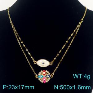 Stainless Steel Stone & Crystal Necklace - KN303925-SS