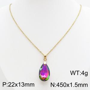 Stainless Steel Stone & Crystal Necklace - KN303932-SS