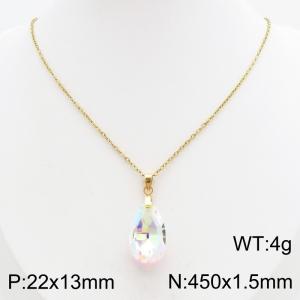 Stainless Steel Stone & Crystal Necklace - KN303933-SS