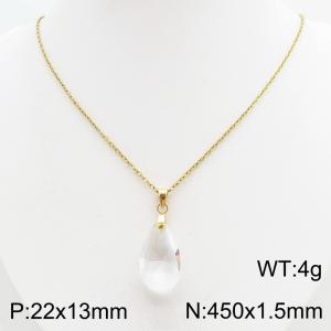 Stainless Steel Stone & Crystal Necklace - KN303934-SS